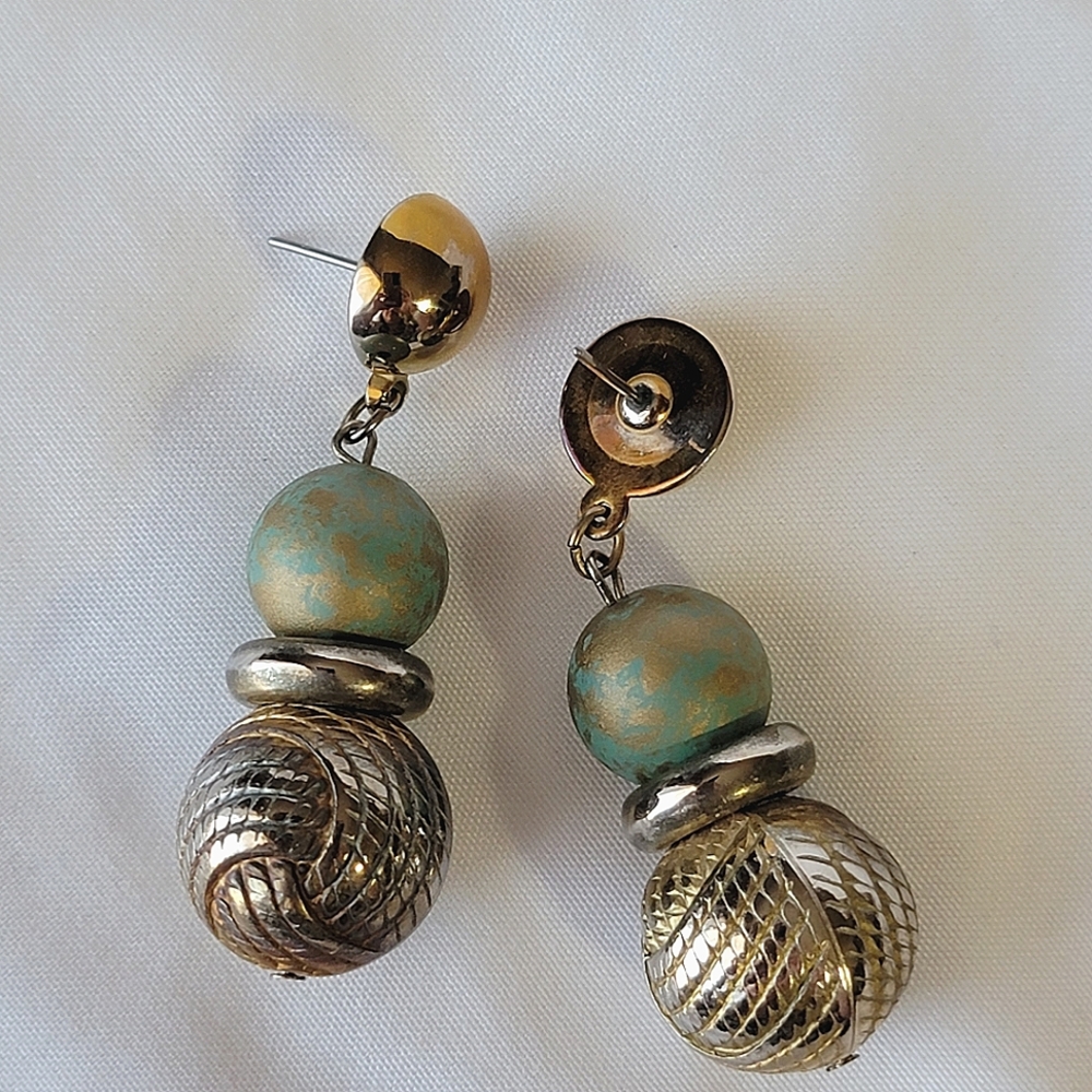 Vintage Mixed Bead Drop Earrings Post